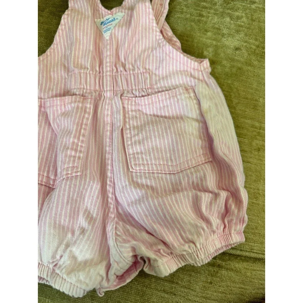 1990s Vintage OshKosh B'gosh pink and white striped bubble romper
